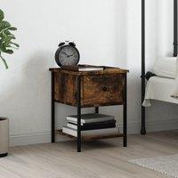 Berkfield Home Bedside Table Smoked Oak 34x35.5x45 cm Engineered Wood in Brown