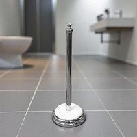 Showerdrape Opera White/Chrome Freestanding Spare Toilet Roll Holder in Silver