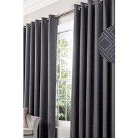 Alan Symonds Diamond Blackout Eyelet Curtains Thermal Lined Ready Made Curtains in Charcoal | Size: 168 cm width x 183 cm drop