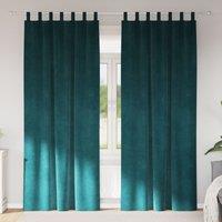 Berkfield Home Blackout Curtains with Hanging Loops 2 pcs Dark Green Velvet