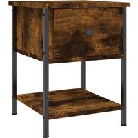 Berkfield Home Bedside Table Smoked Oak 34x35.5x45 cm Engineered Wood in Brown