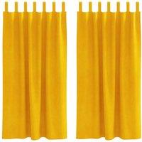 Berkfield Home Blackout Curtains with Hanging Loops 2 pcs Mustard Yellow Velvet