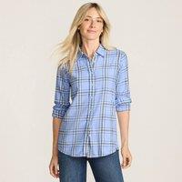 Lands' End Women's Long Sleeve Flannel Boyfriend Shirt in Blue | Size: 10-12