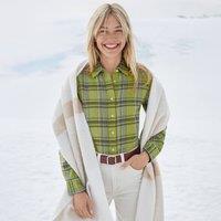 Lands' End Women's Long Sleeve Flannel Boyfriend Shirt in Light Green | Size: 8