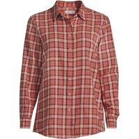 Lands' End Women's Long Sleeve Flannel Boyfriend Shirt in Coral | Size: 16-18
