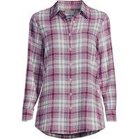 Lands' End Women's Plus Long Sleeve Flannel Boyfriend Shirt in Raspberry | Size: 28-30