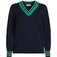 Lands' End Women's Pure Cotton Drifter V-Neck Jumper in Dark Navy | Size: 8