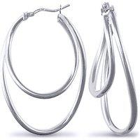 Jewelco London Women's Sterling Silver formed Hoop Earrings