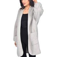 Smart Living Women's Luxury Warm & Cosy Borg Bath Robe with Ribbed Placket in Grey | Size: S/M