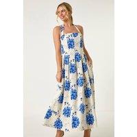 Roman Women's Petite Floral Stretch Midi Dress in Blue | Size: 16