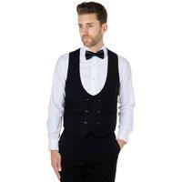 XPOSED Men's Stylish Double Breasted Waistcoat with Low U Cut Design in Black | Size: 36