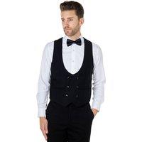 XPOSED Men's Stylish Double Breasted Waistcoat with Low U Cut Design in Black | Size: 38