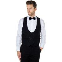 XPOSED Men's Stylish Double Breasted Waistcoat with Low U Cut Design in Black | Size: 52