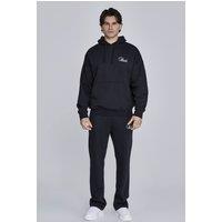 SikSilk Men's Hoodie & Joggers Set in Black | Size: Large