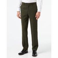 XPOSED Men's Edward Herringbone Tailored Fit Suit Pants - 1920s Inspired Style in Green | Size: 34