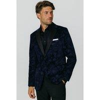 Dobell Men's Navy Floral Jacquard Velvet Tuxedo Jacket | Size: 42R