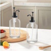 Living and Home 2PCS Clear Coffee Syrup Dispensers Oil Bottle with Elegant Pump Lotion Bottle Liquid Soap Bottle in Black