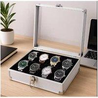 Dyzi 12-Slot Watch Storage Box with Cushions Faux Leather White