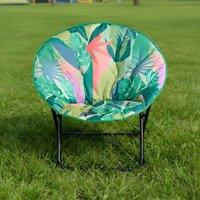 OHS Palm Moon Camping Chair Round Folding Outdoor Garden Seat in Green