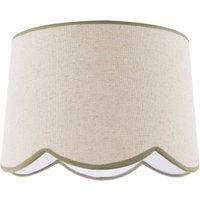 Happy Homewares Natural Oatmeal Textured Linen Scallop Lamp Shade with Olive Trims | Size: 12 inches