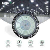 ENER-J UFO LED High Bay Light Super Bright 100W 4000K Daylight IP65 for Warehouse & Garage Lighting in Black
