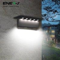 ENER-J Solar Decking Lights Pack of 2 Waterproof LED Step Lights 6000K Cool White Garden Fence Wall Outdoor Lighting Wireless in Black