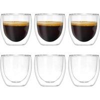 volila Double Wall Insulated Glasses Coffee Glass Mug Tea Cup 80ml - Pack of 6 in Clear