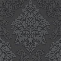 AS Creation Lizzy London Baroque Textured Wallpaper in Charcoal