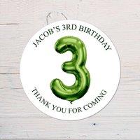 60 SECOND MAKEOVER Personalised 3rd Birthday Vinyl Party Bag Stickers in Green