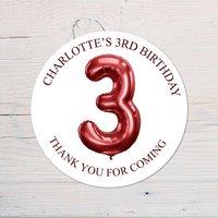 60 SECOND MAKEOVER Personalised 3rd Birthday Vinyl Party Bag Stickers in Red