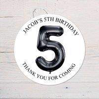 60 SECOND MAKEOVER Personalised 5th Birthday Vinyl Party Bag Stickers in Black