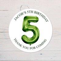 60 SECOND MAKEOVER Personalised 5th Birthday Vinyl Party Bag Stickers in Green