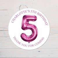 60 SECOND MAKEOVER Personalised 5th Birthday Vinyl Party Bag Stickers in Pink