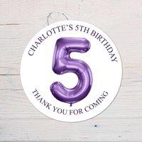 60 SECOND MAKEOVER Personalised 5th Birthday Vinyl Party Bag Stickers in Purple