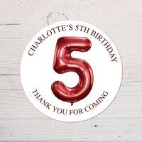60 SECOND MAKEOVER Personalised 5th Birthday Vinyl Party Bag Stickers in Red
