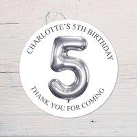 60 SECOND MAKEOVER Personalised 5th Birthday Vinyl Party Bag Stickers in Silver