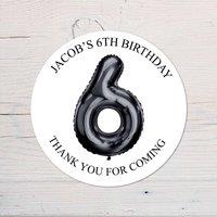 60 SECOND MAKEOVER Personalised 6th Birthday Vinyl Party Bag Stickers in Black