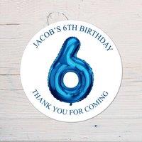 60 SECOND MAKEOVER Personalised 6th Birthday Vinyl Party Bag Stickers in Blue