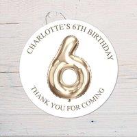 60 SECOND MAKEOVER Personalised 6th Birthday Vinyl Party Bag Stickers in Gold