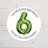 60 SECOND MAKEOVER Personalised 6th Birthday Vinyl Party Bag Stickers in Green