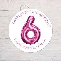 60 SECOND MAKEOVER Personalised 6th Birthday Vinyl Party Bag Stickers in Pink