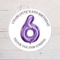 60 SECOND MAKEOVER Personalised 6th Birthday Vinyl Party Bag Stickers in Purple