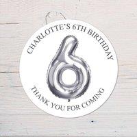60 SECOND MAKEOVER Personalised 6th Birthday Vinyl Party Bag Stickers in Silver