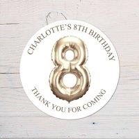 60 SECOND MAKEOVER Personalised 8th Birthday Vinyl Party Bag Stickers in Gold