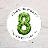 60 SECOND MAKEOVER Personalised 8th Birthday Vinyl Party Bag Stickers in Green