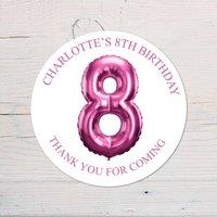 60 SECOND MAKEOVER Personalised 8th Birthday Vinyl Party Bag Stickers in Pink