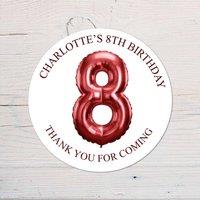 60 SECOND MAKEOVER Personalised 8th Birthday Vinyl Party Bag Stickers in Red