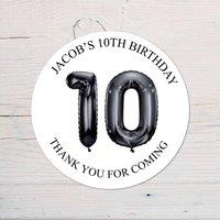 60 SECOND MAKEOVER Personalised 10th Birthday Vinyl Party Bag Stickers in Black