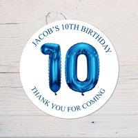 60 SECOND MAKEOVER Personalised 10th Birthday Vinyl Party Bag Stickers in Blue