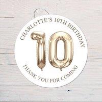 60 SECOND MAKEOVER Personalised 10th Birthday Vinyl Party Bag Stickers in Gold